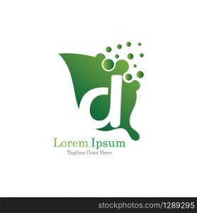Letter D with leaf creative logo concept template design symbol modern
