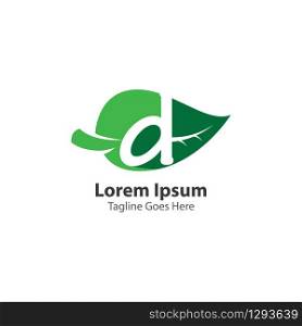 Letter D with leaf logo concept template design symbol