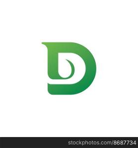 Letter D with Leaf shape logo icon design template 