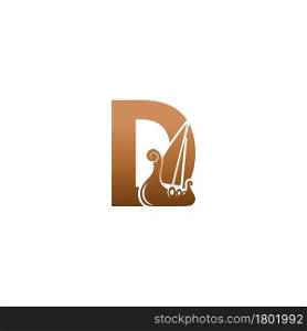 Letter D with logo icon viking sailboat design template illustration