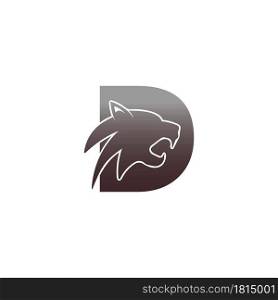 Letter D with panther head icon logo vector template