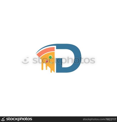 Letter D with pizza icon logo vector template