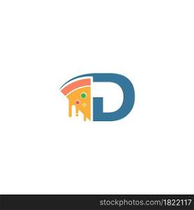 Letter D with pizza icon logo vector template
