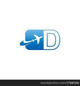 Letter D with plane logo icon design vector illustration
