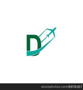 Letter D with plane logo icon design vector illustration