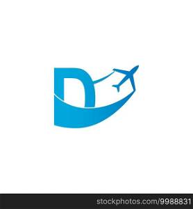 Letter D with plane logo icon design vector illustration template