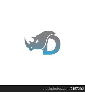 Letter D with rhino head icon logo template vector