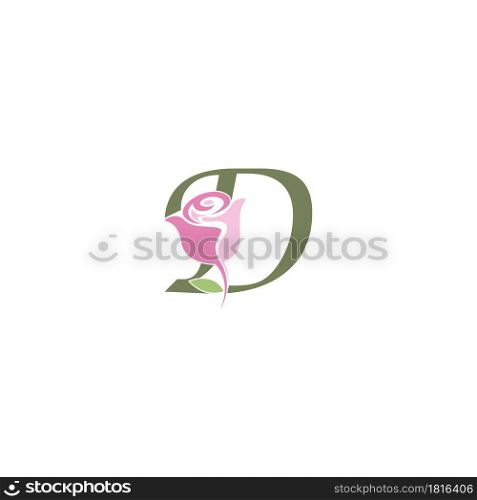 Letter D with rose icon logo vector template illustration