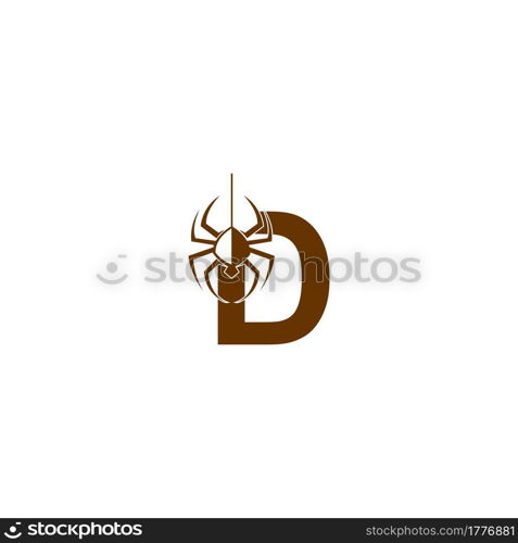 Letter D with spider icon logo design template vector