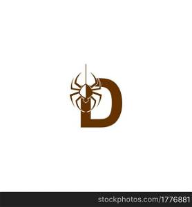 Letter D with spider icon logo design template vector