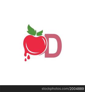 Letter D with tomato icon logo design template illustration vector
