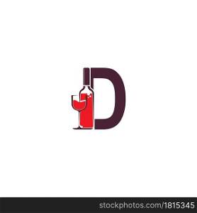 Letter D with wine bottle icon logo vector template