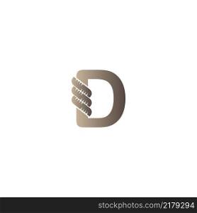 Letter D wrapped in rope icon logo design illustration vector