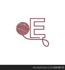 Letter E and skein of yarn icon design illustration vector