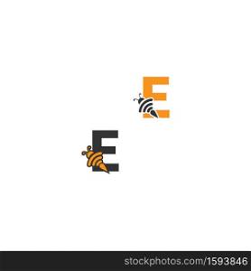 Letter E bee icon  creative design logo illustration