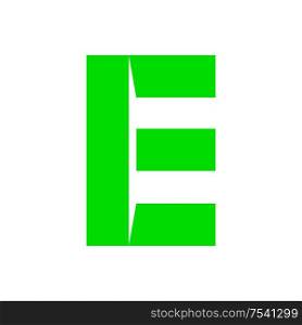 letter E cut out from white paper, vector illustration, flat style.. letter E cut out from white paper