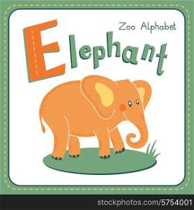 Letter E - Elephant. Alphabet with cute animals. Vector illustration. Other letters from this set are available in my portfolio.