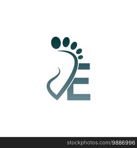 Letter E icon logo combined with footprint icon design template