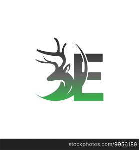 Letter E icon logo with deer illustration design vector