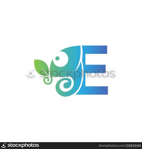 Letter E icon with chameleon logo design template vector