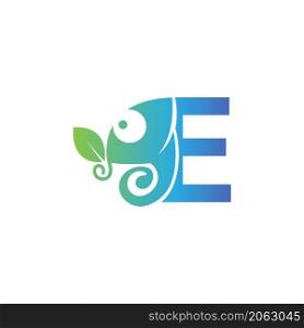 Letter E icon with chameleon logo design template vector