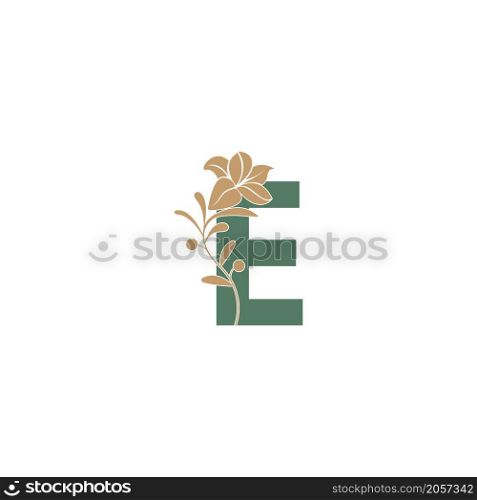 Letter E icon with lily beauty illustration template vector