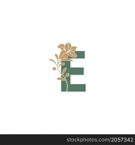 Letter E icon with lily beauty illustration template vector