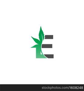 Letter E logo icon with cannabis leaf design vector illustration