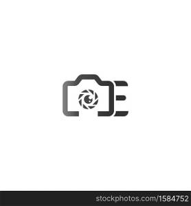 Letter E logo of the photography is combined with the camera icon template