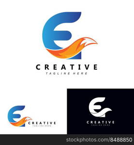 letter E logo vector with gradient color, icon concept