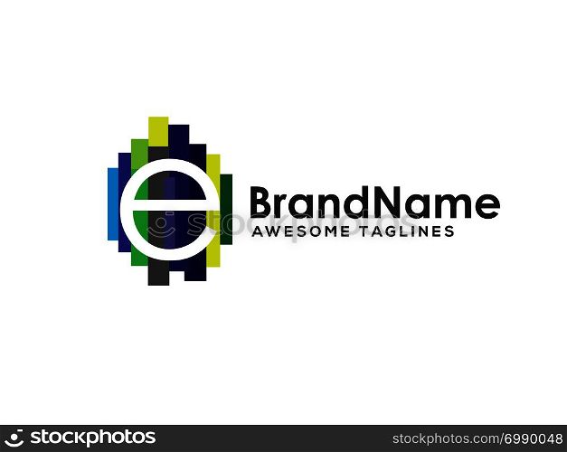 letter e logo with colorful paint stripes, Letter e logo colorful strips design template elements. Logo initial letter e Business corporate