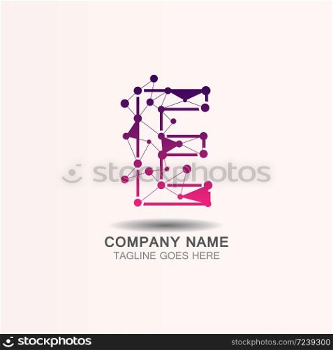 Letter E logo with Technology template concept network icon vector