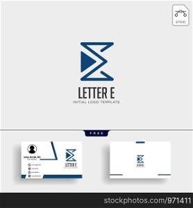 letter E monoline creative logo template vector illustration business card. letter E monoline creative logo template qith business card