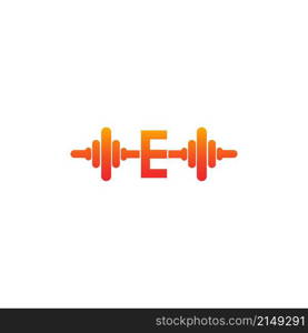 Letter E with barbell icon fitness design template illustration vector