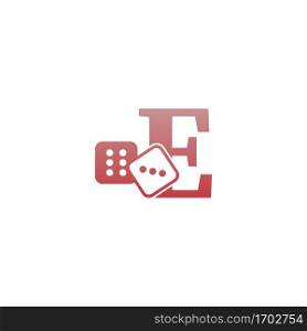Letter E with dice two icon logo template vector