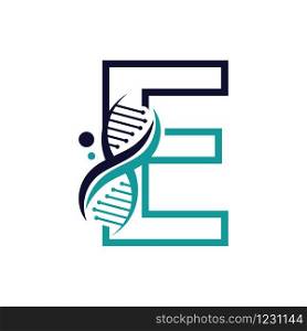 Letter E with DNA logo or symbol Template design vector