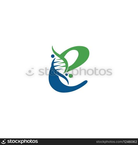 Letter E with DNA logo or symbol Template design vector