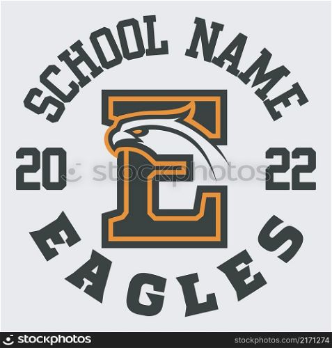 Letter E with eagle mascot logo design vector with modern illustration concept style for badge, emblem and tshirt printing.