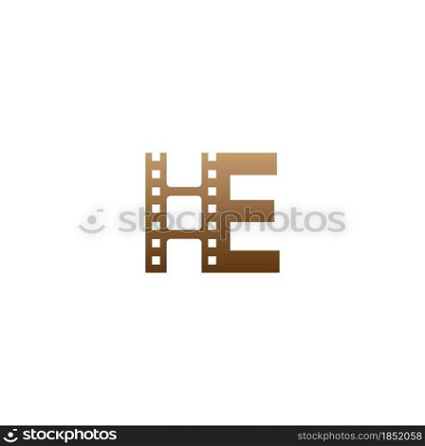 Letter E with film strip icon logo design template illustration