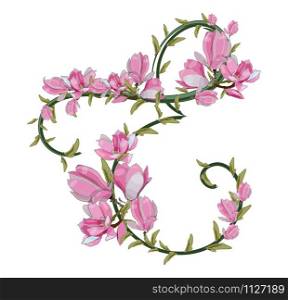 Letter e with flowers.
