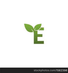 Letter E With green Leaf Symbol Logo Template