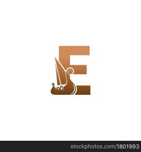 Letter E with logo icon viking sailboat design template illustration