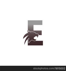 Letter E with panther head icon logo vector template