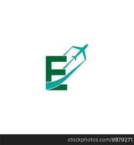 Letter E with plane logo icon design vector illustration