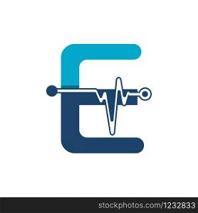 Letter E with Pulse Logo Vector Element Symbol Template