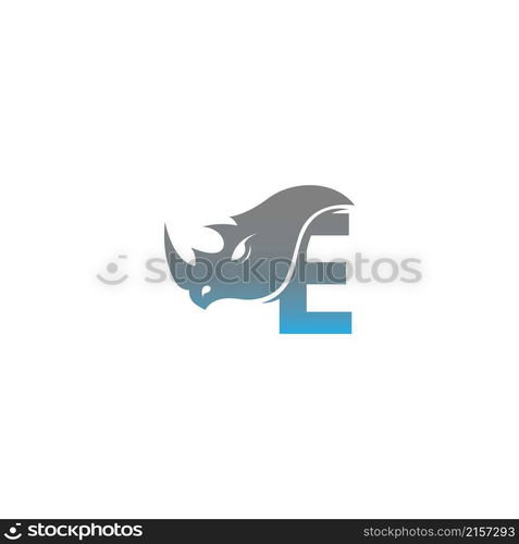 Letter E with rhino head icon logo template vector