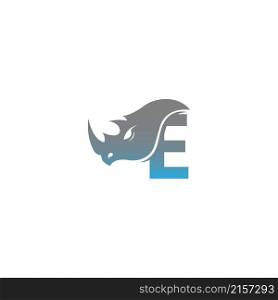 Letter E with rhino head icon logo template vector