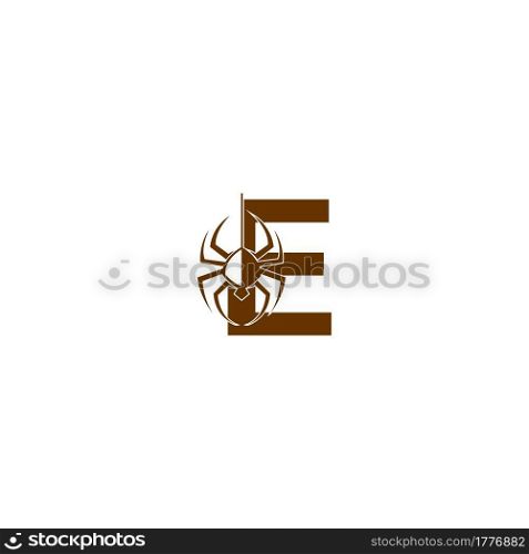 Letter E with spider icon logo design template vector