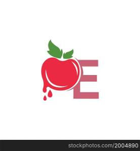 Letter E with tomato icon logo design template illustration vector