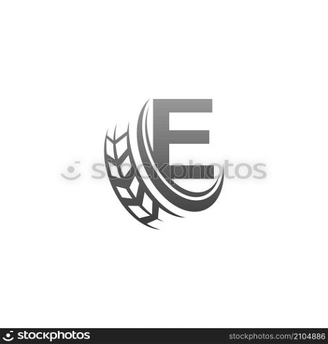 Letter E with trailing wheel icon design template illustration vector